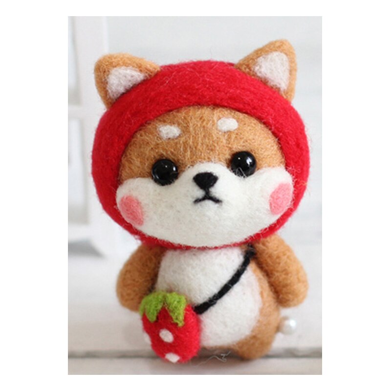1 set wool for Felt DIY Package Hamsters, cats, dogs, Christmas , stamps needle felting, Shiba Inu Set animals: Plum