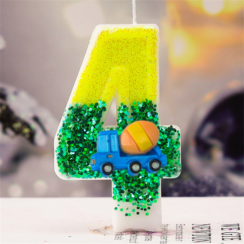 1 Uds. Número 0 1 2 3 4 5 6 7 8 9, vela grande verde, velas para niños y niños para destellos, recuerdos de cumpleaños, velas decorativas para pasteles: Crema