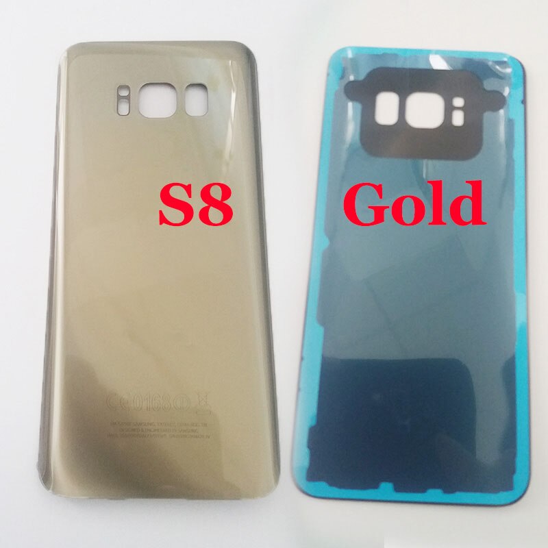 For SAMSUNG Galaxy S8 S8 Plus G950 G950F G950 G955F Back Glass Battery Cover Rear Door Housing Case Adhesive Camera Glass: S8 Gold