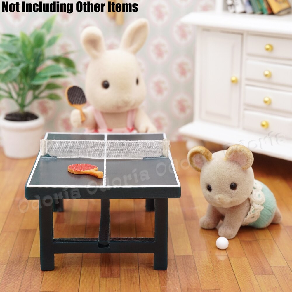 Odoria 1:24 Miniatuur Ping Pong Tafel Met Peddels En Ballen Poppenhuis Decoratie Accessoires