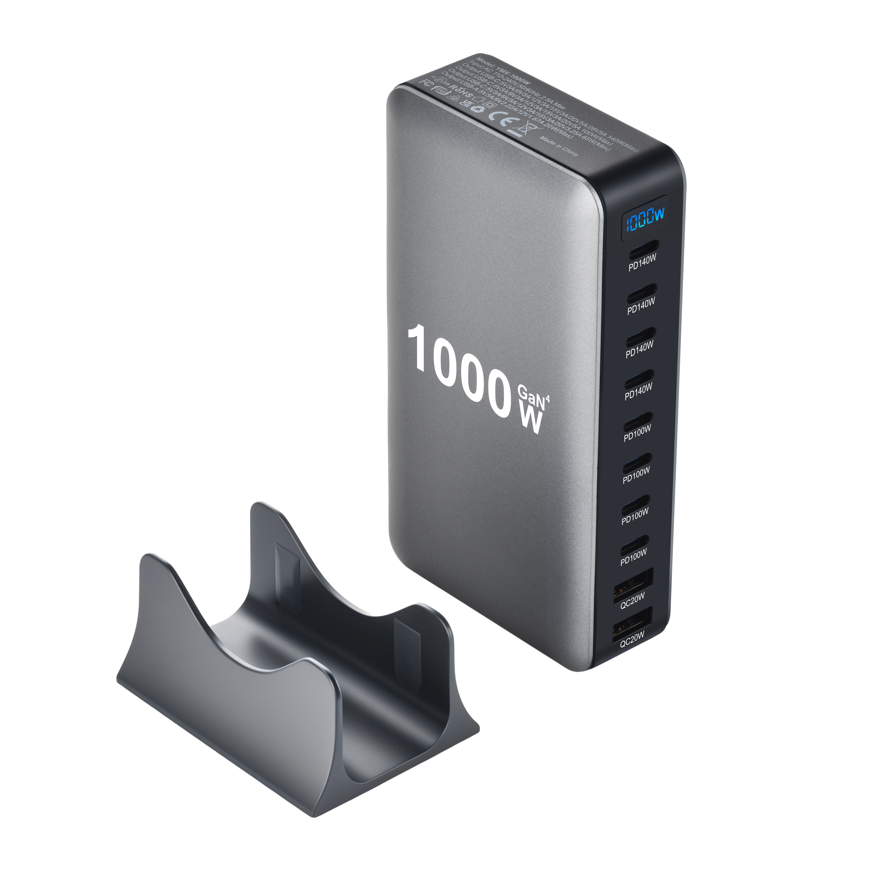 1000W GaN Fast Charger PD3.1 USB Type C 10-Port DesktopFast Charging Station Adapter for Mobile & Tablets