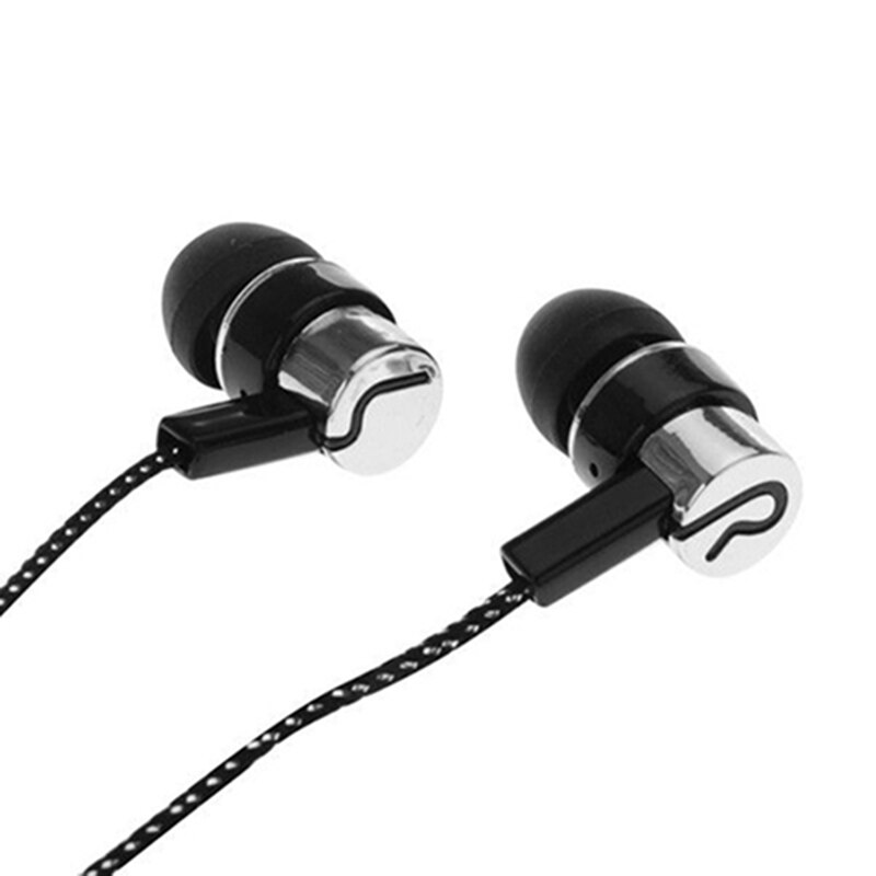 3.5mm in-ear oordopjes met draad, stereo gevlochten kabel, oordopjes, hoofdtelefoon voor iphone, samsung, kantoortelefoon, muziekbenodigdheden: Zilver