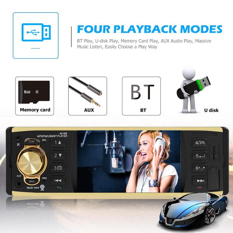 VODOOL-Autoradio 4019B 4.1 pouces | Autoradio 1 Din, Audio MP5, lecteur AUX FM, Bluetooth, Support d'autoradio, caméra arrière, télécommande