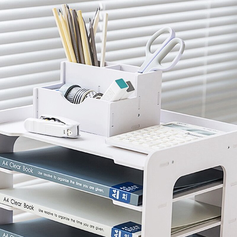 5-Layer Desktop File Storage Rack A4 Data Rack Multi-Layer Storage Rack File Storage Cabinet for Office Computer Desktop