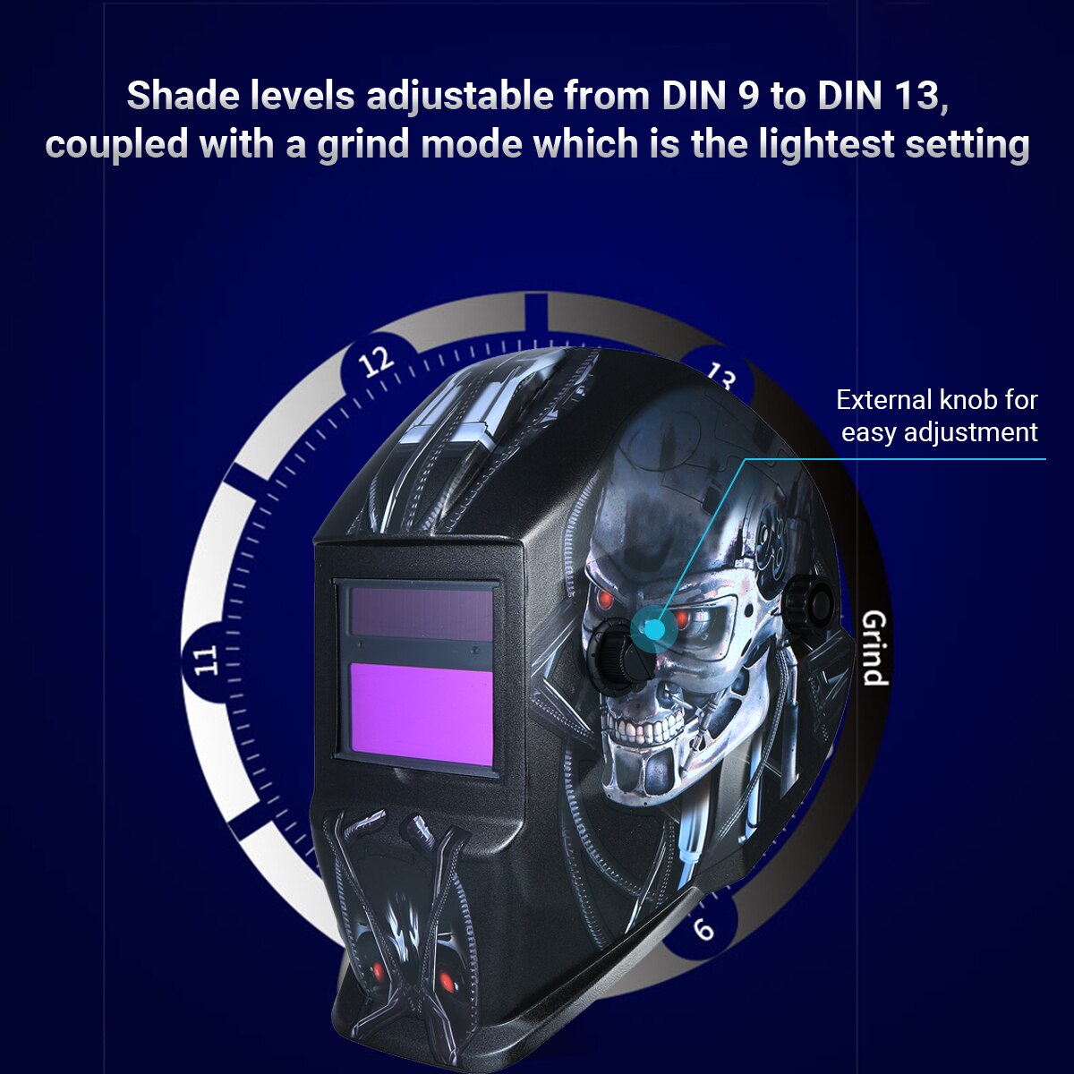Welding Helmet Solar Powered Auto-Darkening Protective Helmet Welding Mask Shield with Variable Shade Grind Mode