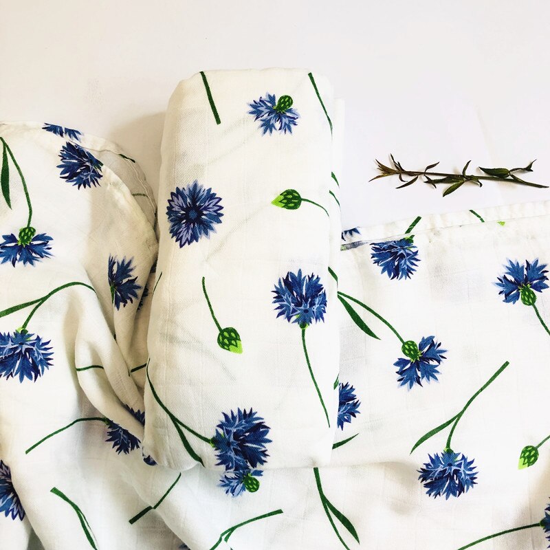 120Cm * 120Cm Enkelibb Baby Inbakeren Deken Super Mooie Kleur Baby Deken: Blue Flower