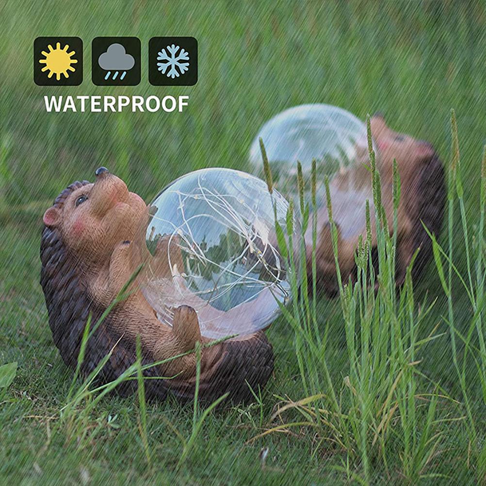 Solar Hedgehog Garden Statue Resin Animals Figurines Yard Art for Patio Backyard Lawn Decoration