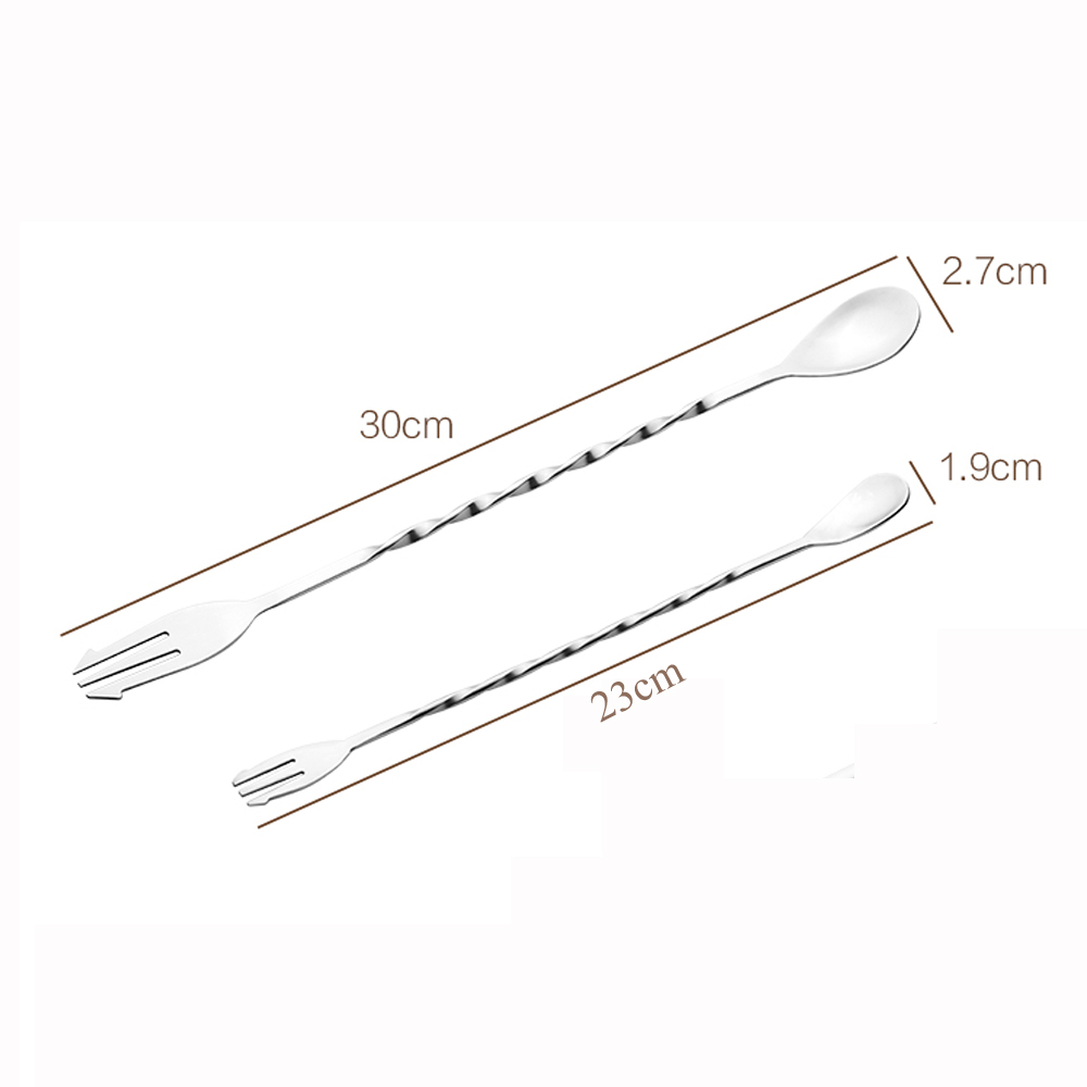 304# Stainless Steel Bar Spoon Swizzle Stick Stirrer Bar Mixing Spoon Cocktail Drink Sticking Tools