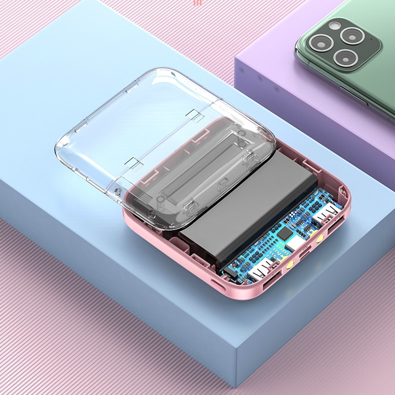 20000mAh Mini Power Bank Fast Charger for All smartphones 2 USB LCD Type C Portable Charging Powerbank Power Bank