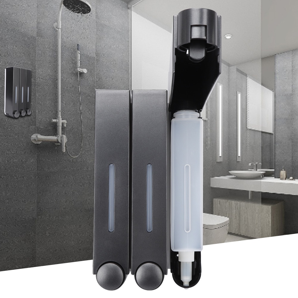 420ml x 3 veggmontert dusj flytende såpedispenser, trehodede sjampodispensere for hotellbad