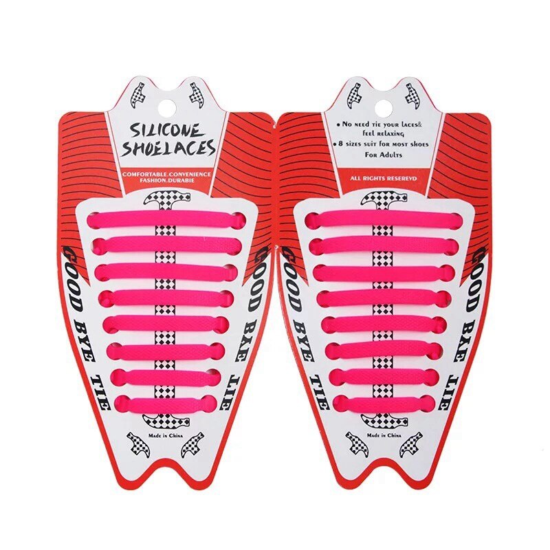 Lacets artificiel astiques en Silicone pour Chaussures, Spécial, Sans Bruit, pour Homme et Femme, L1, 16 Pièces/Lot: Rose