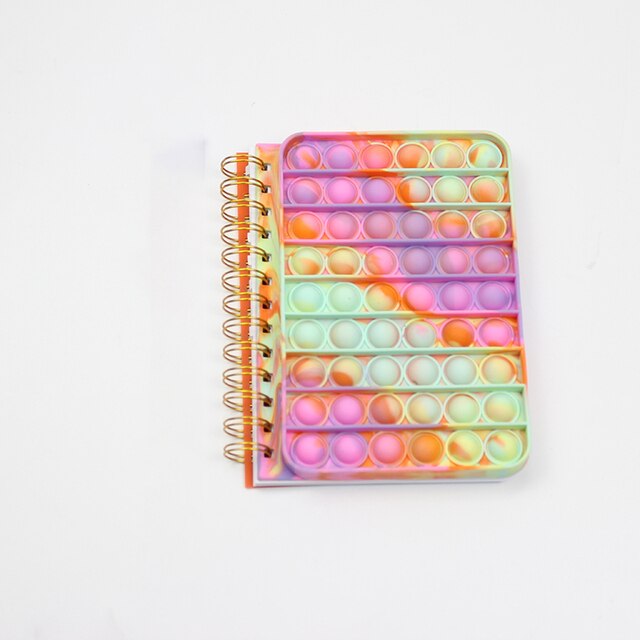 Pop Its Notebook Bubble Fidget Push Up Finger Silicone Cover Notepad Student Decompression Stationery Supplies For Kids: c