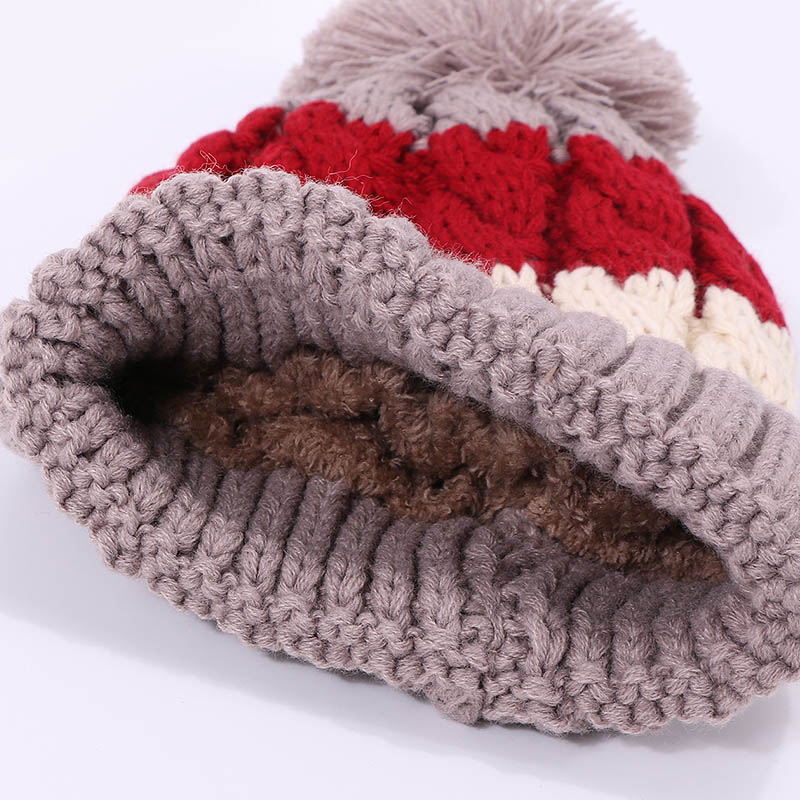 Vinter pompon hat og tørklæde sæt til kvinder strikket tykke varme piger motorhjelm hatte med foring kvindelig hals ring tørklæde 2 stykke sæt