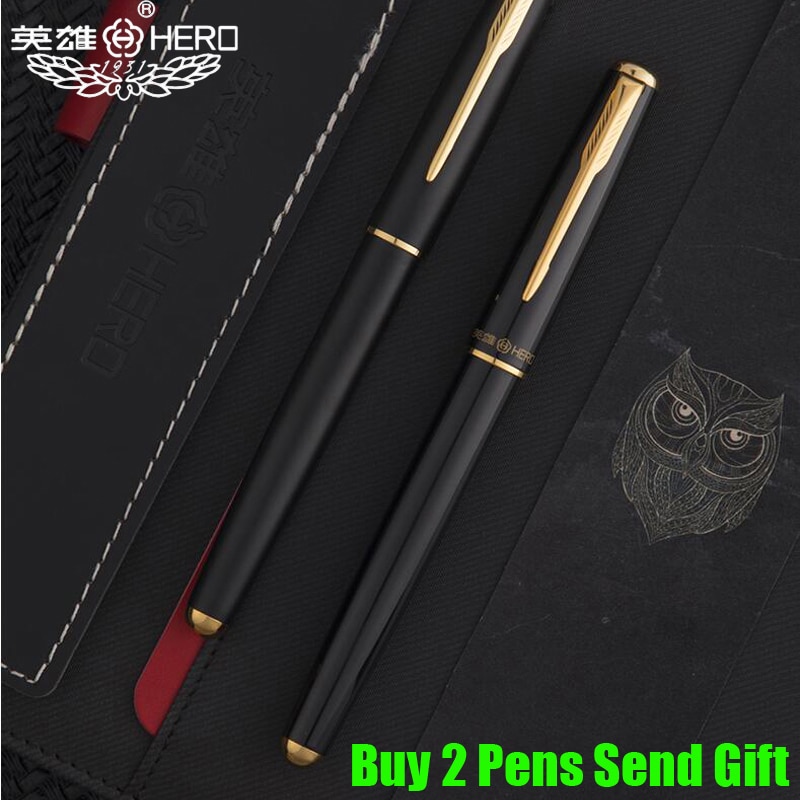 Klassieke Hero Metalen Inkt Vulpen Business Mannen Luxe Schrijven Pen 2 Pennen Sturen