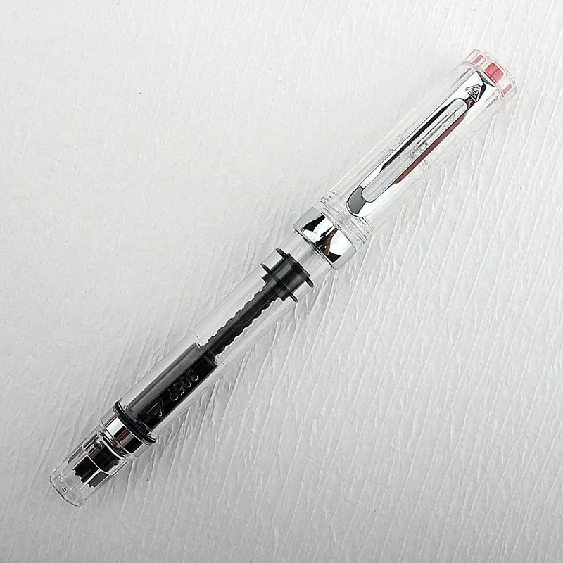 Penna stilografica a pistone 3059 di alta qualità Penna a inchiostro trasparente in resina EF/F Pennino 0,38/0,5 mm Penna stilografica attività commerciale Gif: Viola / XF