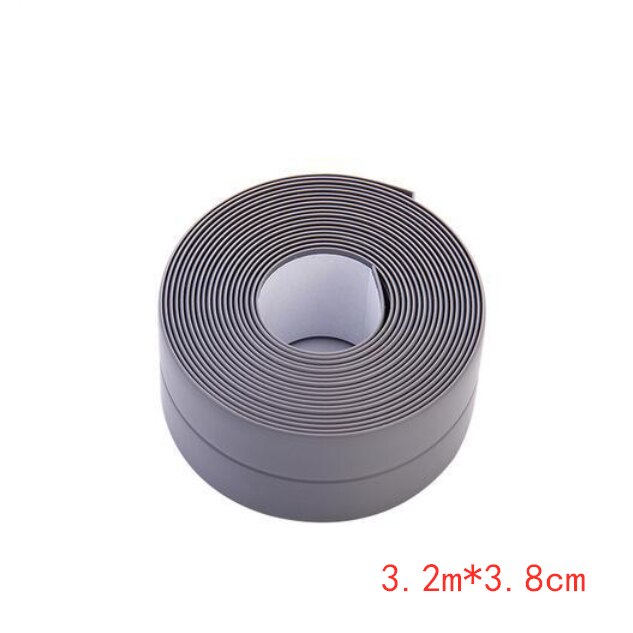 Bande adhésive de scellage en PVC blanc, autocollant mural auto-adhésif pour salle de bain, douche, évier, cuisine, 1 pièce: 3.2m x 3.8cm Gray