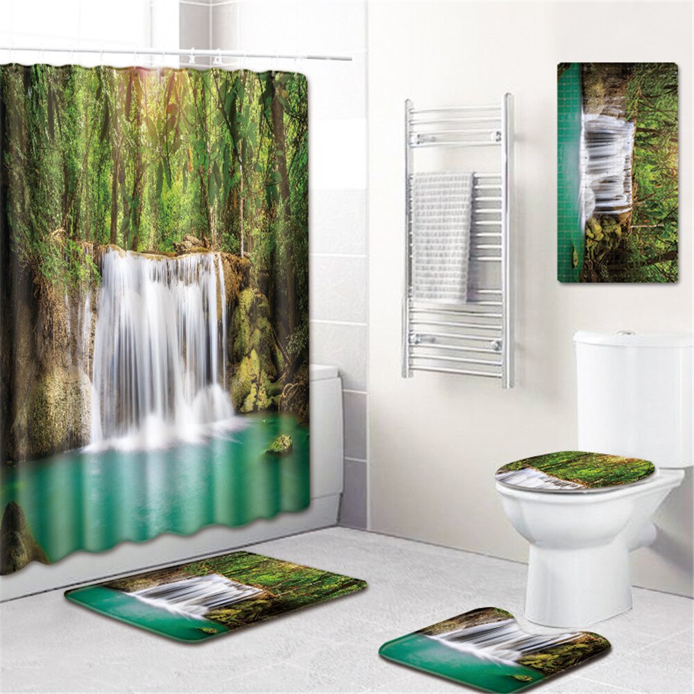 Vloermat badmat toiletmat voetmat badmat waterdicht douchegordijn badmat vijfdelig tapijt: W180716-d002 / 180 4518075cm