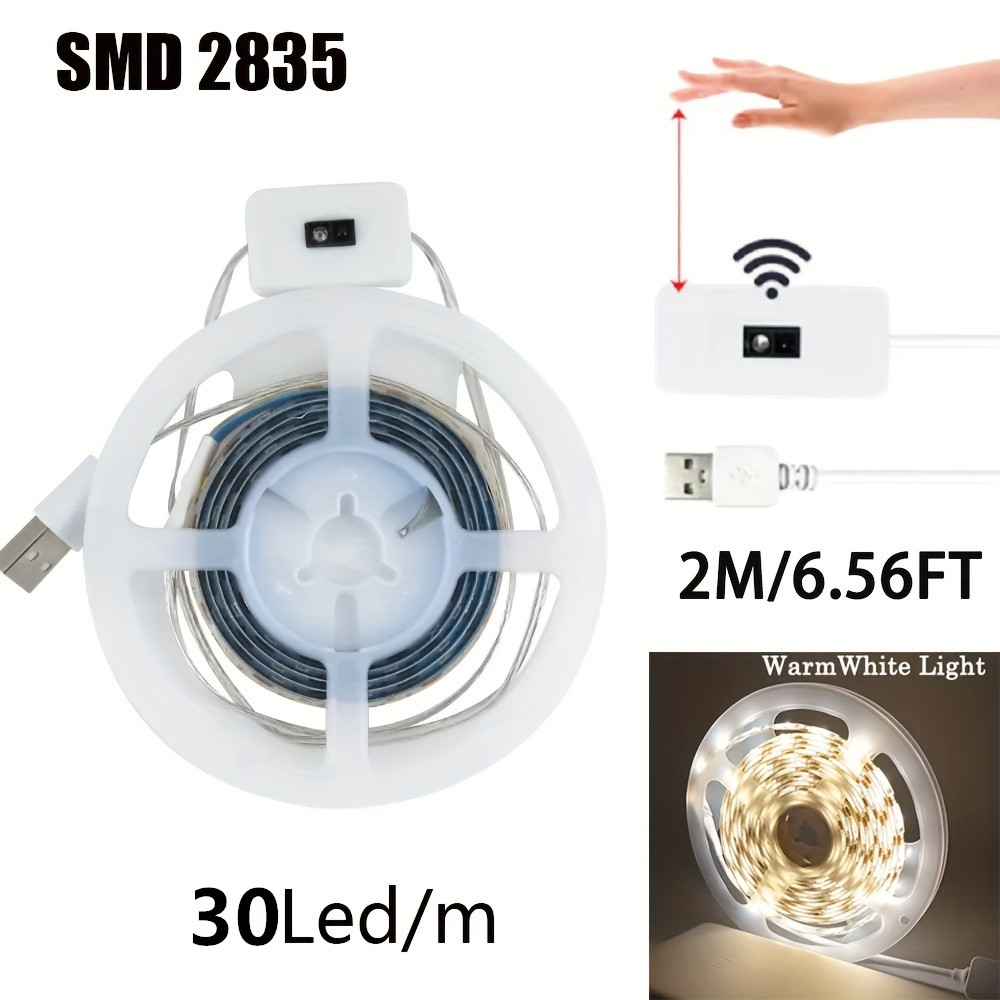 Hand Sweep LED Strip Lights 1M 2M 3M 5M LED Strip with Hand Sweep Motion Sensor Switch for Kitchen Stairs Wardrobe: Bundle3