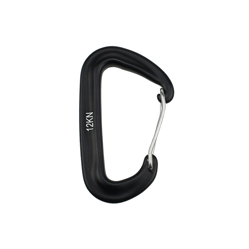 12KN Kleine klimkarabijnhaak D-vorm Bergbeklimmen Gesp Haak Veiligheidsslot Outdoor Camping Wandelen Sleutelhanger: Black
