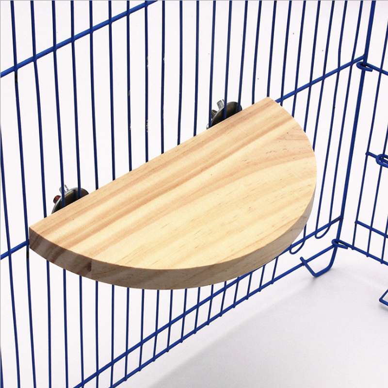 Plataforma de madera para loros y aves, tabla de estación para perchas y ramas de hámster, accesorios para jaulas de pájaros, plataforma de salto para pájaros semicirculares