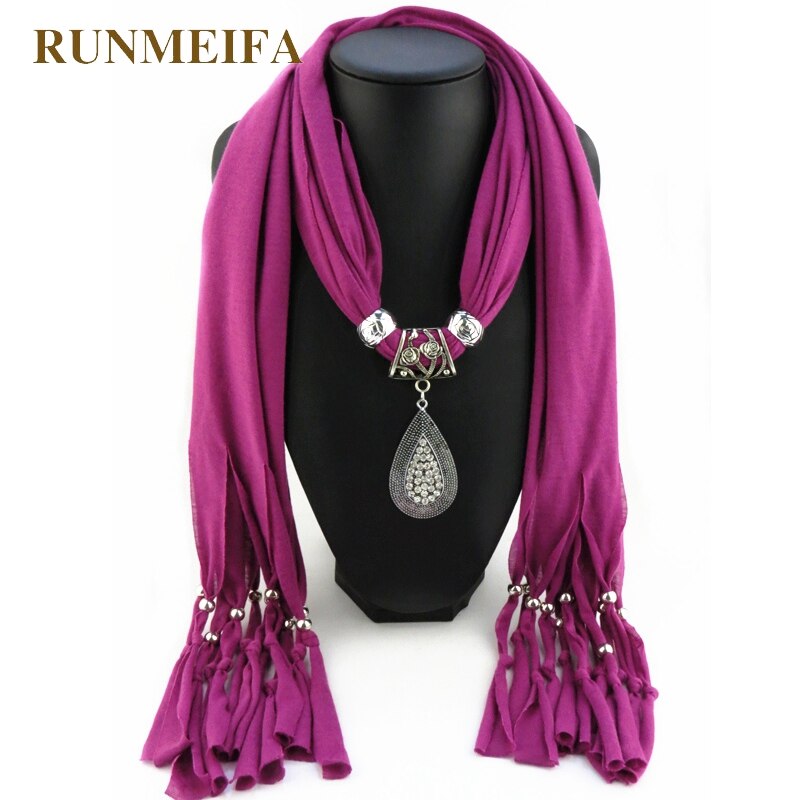 RUNMEIFA Mode-sieraden Sjaal Effen Polyester Mode Diamant Sieraden Hanger Sjaal Voor Vrouwen Waterdruppels
