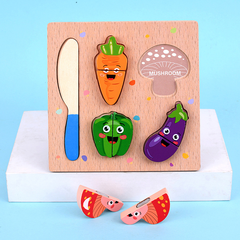 Baby toy wooden cutting of fruit and vegetables dessert puzzle kitchen toy children pretend play cooking educational toy girl: Wt520