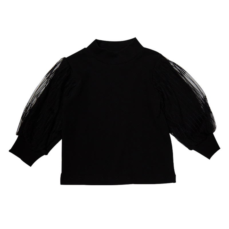 Wlg meisjes t-shirts kindertops lente herfst mesh effen wit zwart beige t-shirt babymeisje schattige bijpassende kleding