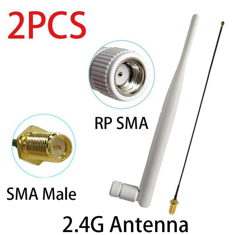 2,4 Ghz antenne Wifi 5dbi SMA stecker weiß 2,4 ghz antena Omni-gerichtet Router Antenne + 21cm RP-SMA Männlichen Zopf Kabel: 2Stck FC