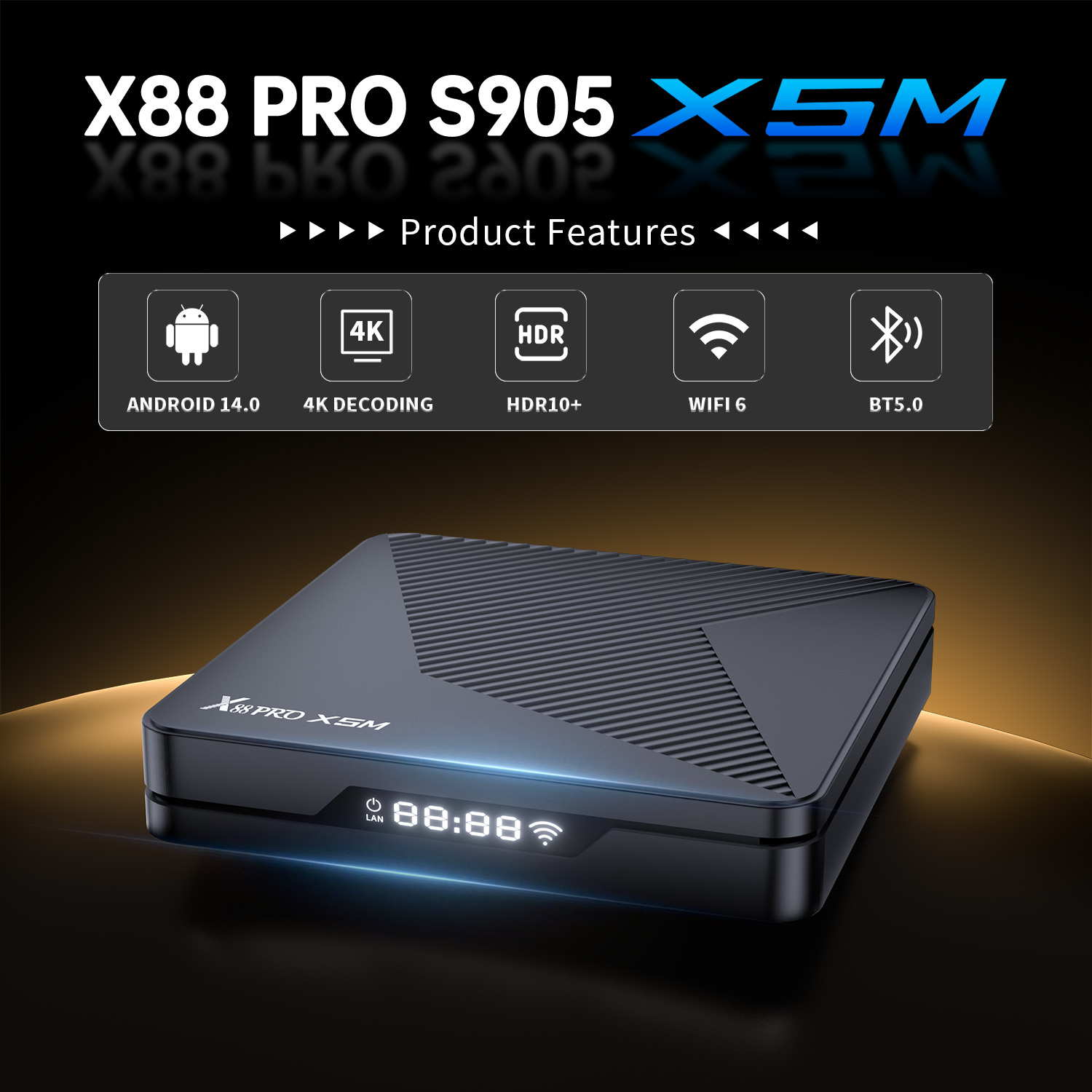 Android 14 TV BOX X88 PRO X5M Amlogic S905X5M Quad Core 4K 1000M Ethernet BT 5.0 Sprachfernbedienung Media Player Set Top Box