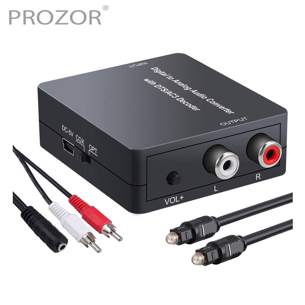 Prozor 192Khz Dac Met Dts AC3 Decoder Digitale Audio Analoog Converter Optische Coaxiale 5.1CH Naar L/R 2.0CH Analoge Audio Adapter