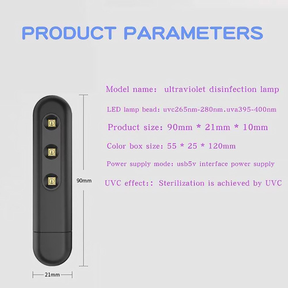 Usb Draagbare Uvc Sterilisatie Stok Desinfectie Staaf Reizen Sterilisator Uv Sanitizer Licht Uv Lamp Sterilisatie Mijten Lichten