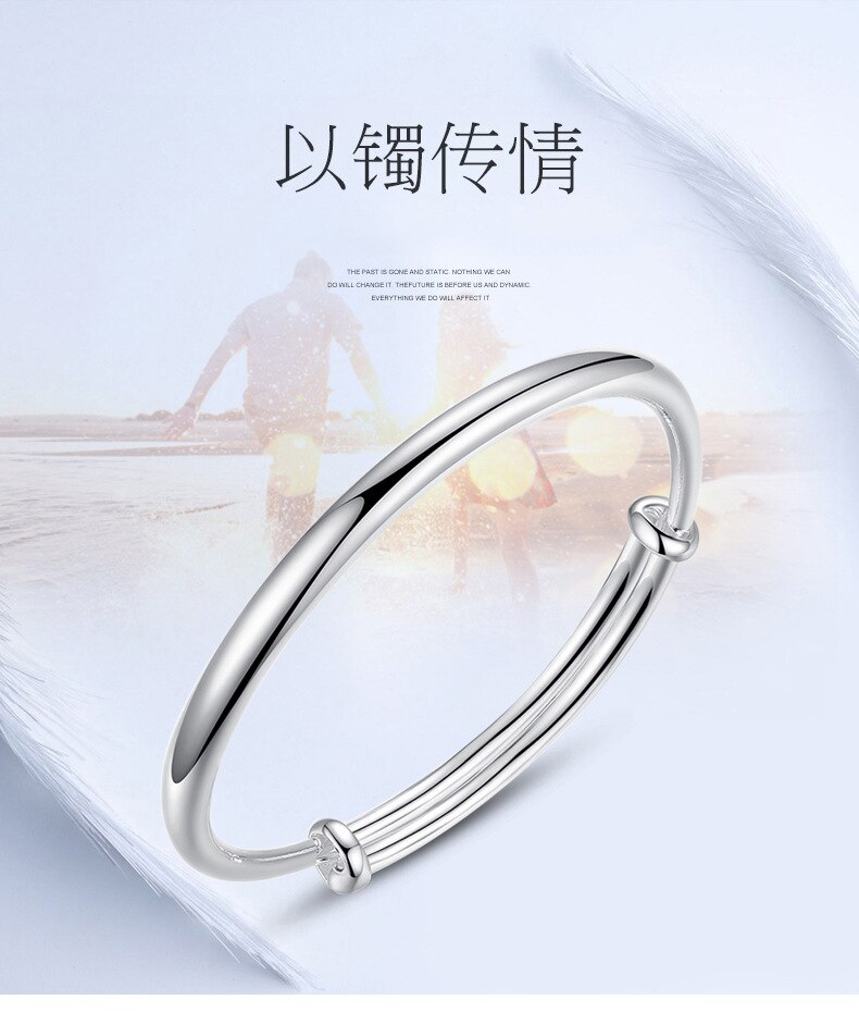 Zilver 999 armband voor Vrouwen Mode Ronde Bangle Armband Femme Polsband Beleklik sieraden verstelbare bangle anillos zilveren