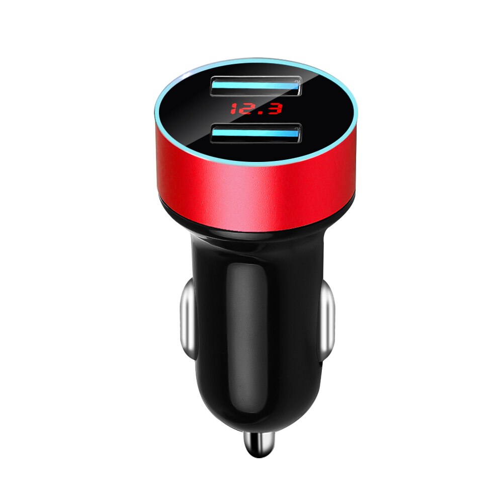 3.1A Dual USB Car Charger 2 Ports LCD Display 12-24V Car Cigarette Socket Lighter Car Phone Charger for iPhone 12 11 Pro Samsung: Red