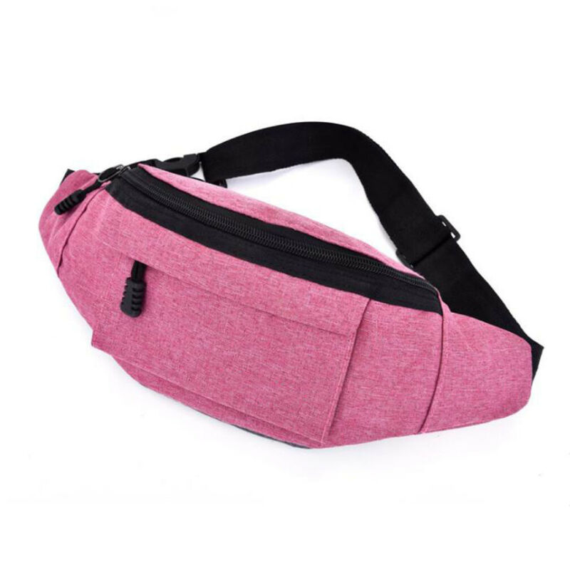 casual Fanny pack men's women's sports running Oxford cloth bag Solid travel chest bag purse