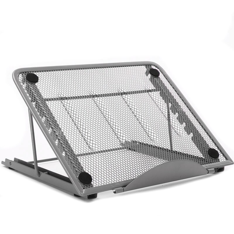 Mesh ventileret justerbar bærbar holder holder køler sammenfoldelig bærbar til bærbar notebook tablet justerbar notesbog stander: Sølv