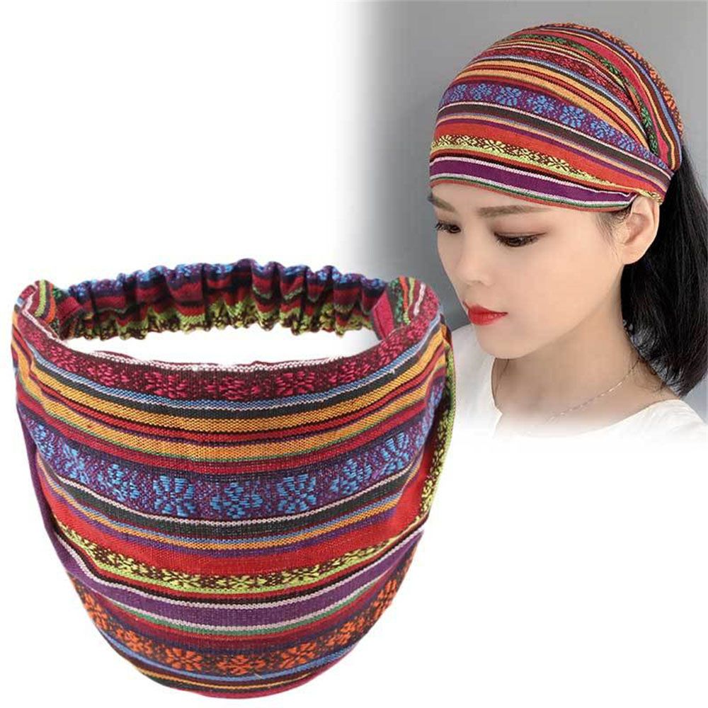 Stil pannband randig hårsjal bred huvudband turban tyg bomull trend elastiska hårband för kvinnor flickor: 1