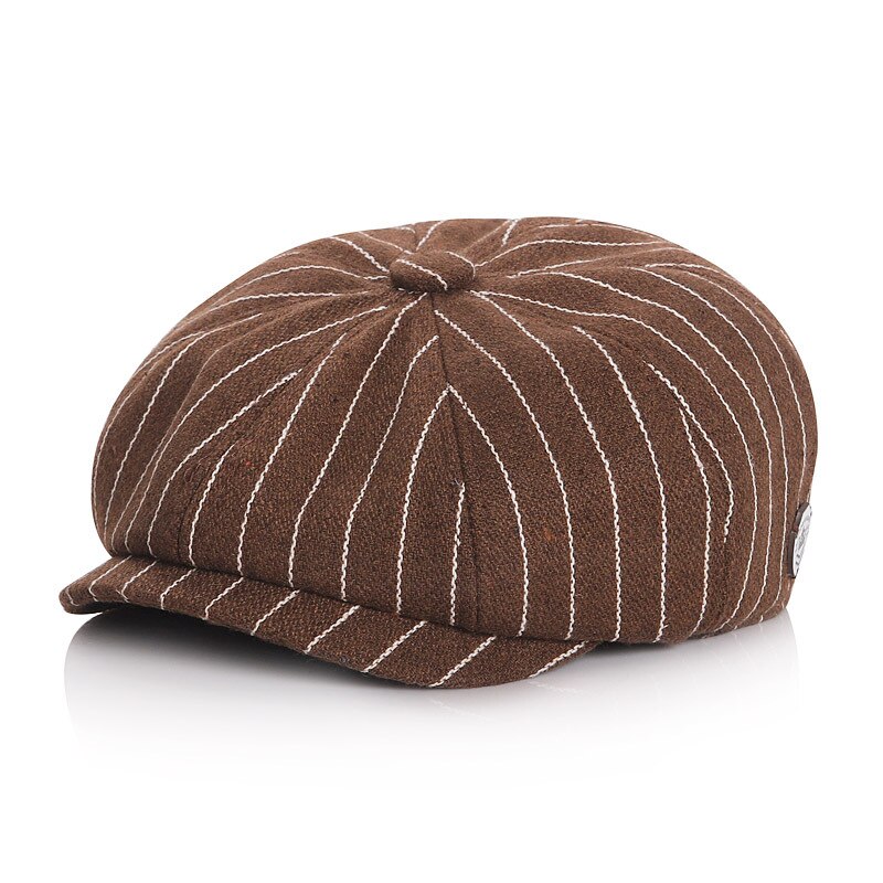 Mode Baby Boy Hoed Lente Herfst Baby Cap Voor Jongens Accessoires Vintage Gestreepte Kinderen Hoeden Kids Baret Cap 51/53: Brown / M 51cm