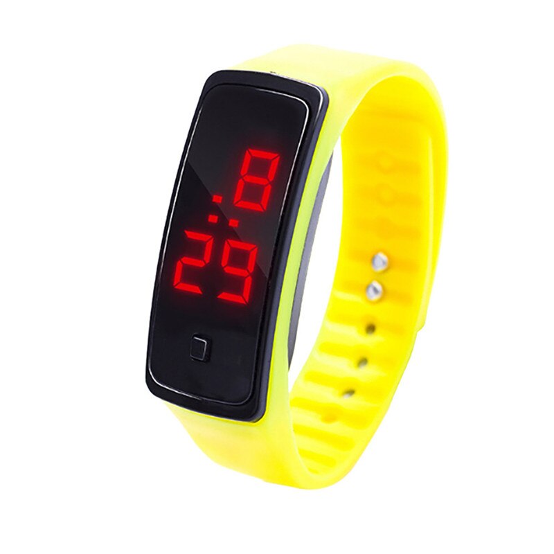 Mens Frauen Uhr LED Digital Anzeige Sport lässig Luxus Schwarz Armbinde Uhr freundlicher Studenten Kieselsäure Gel Uhr D9: Gelb
