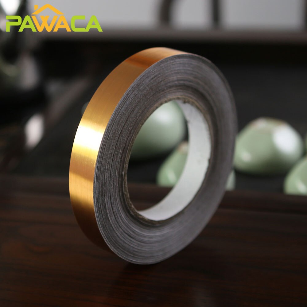 50M Mold Proof Gap Tape Self Adhesive Seam Wall Line Paste Gold Foil Line Floor Tile Ground Strip Tape Gap Stickers Home Decor