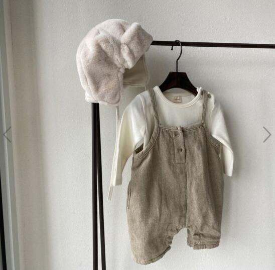 Outono inverno moda nova 2021 criança roupas meninos casual cinta infantil meninas all-match cor sólida bonito do bebê macacão: apricot / 9M 73CM