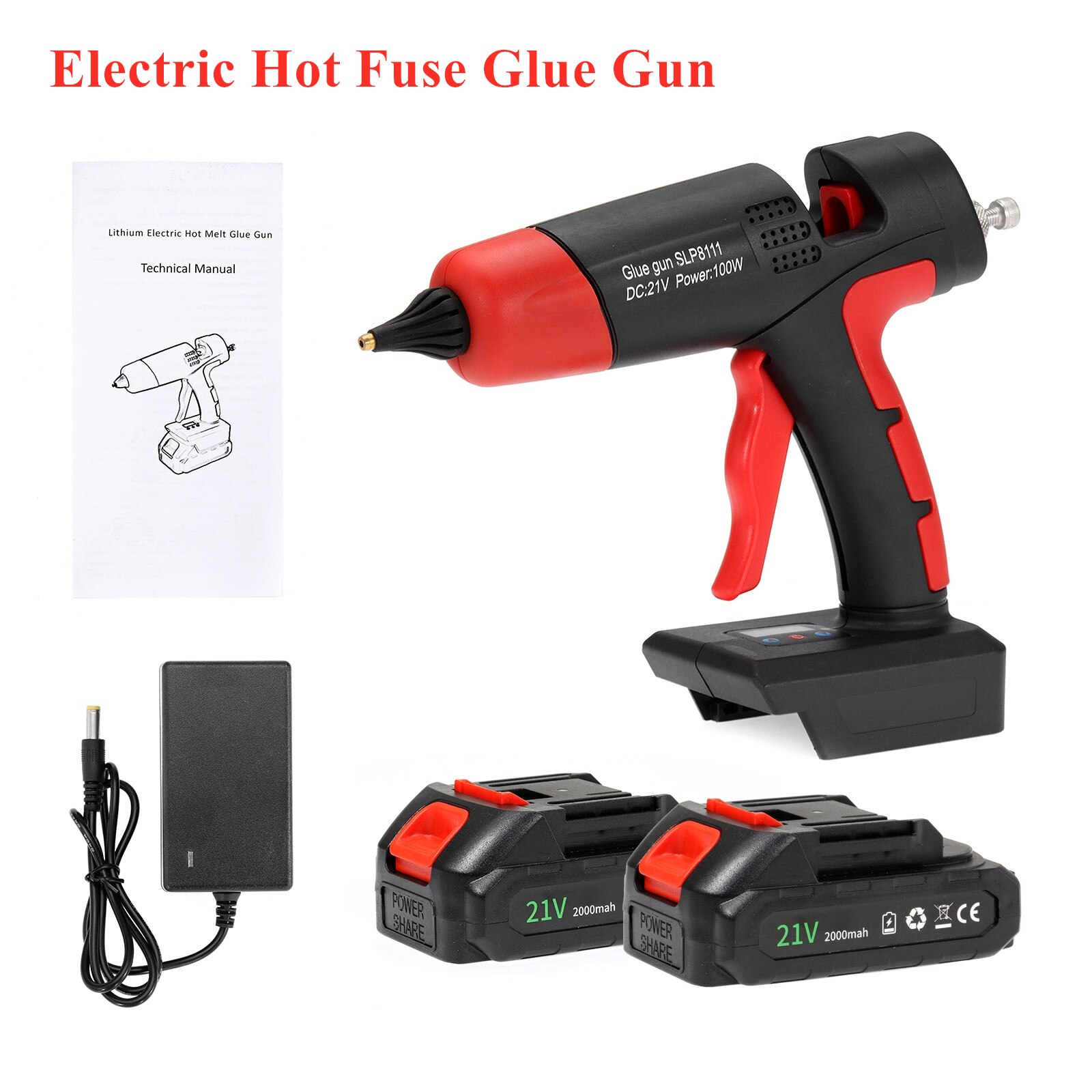 Lithium Electric Fuse Glue Gun Temperature Control Digital Display Glue Gun with Battery Suitable for 11mm Glue Stick