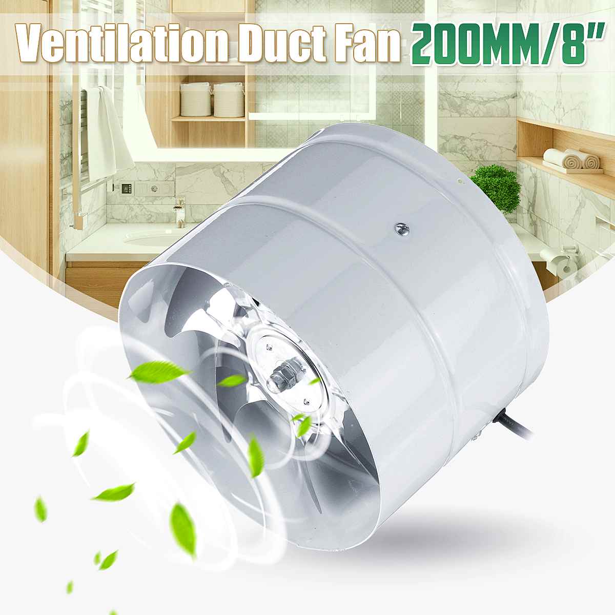 8" Strong Duct Fan Air Ventilator 220V Ventilation System Extractor Fan Low Noise For Bathroom KTV Office Kitchen Accessories