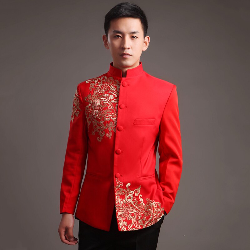 Rode Tuniek Mannen Satijn Blouse Tops Traditionele Chinese Tuniek Pakken Voor Mannen Kleding Voor Tang Pak Tai Chi Kostuum Oosterse top