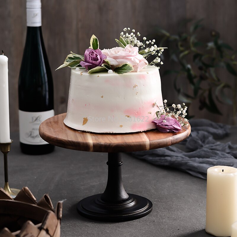 Plateau à Dessert avec couvercle en verre, palette en bois pour gâteaux et desserts, assiette de pieds hauts, étagère de présentation de desserts pour mariage et anniversaire, plateau de décoration avec couvercle
