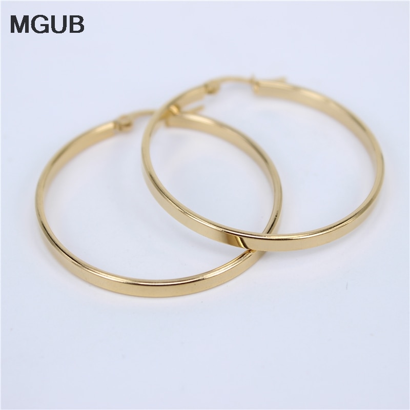 MGUB Durchmesser 30MM-60MM Edelstahl Schmuck groß kristall Band Ohrringe Gold Farbe Kreis Runde Ohrringe Für frauen LH505