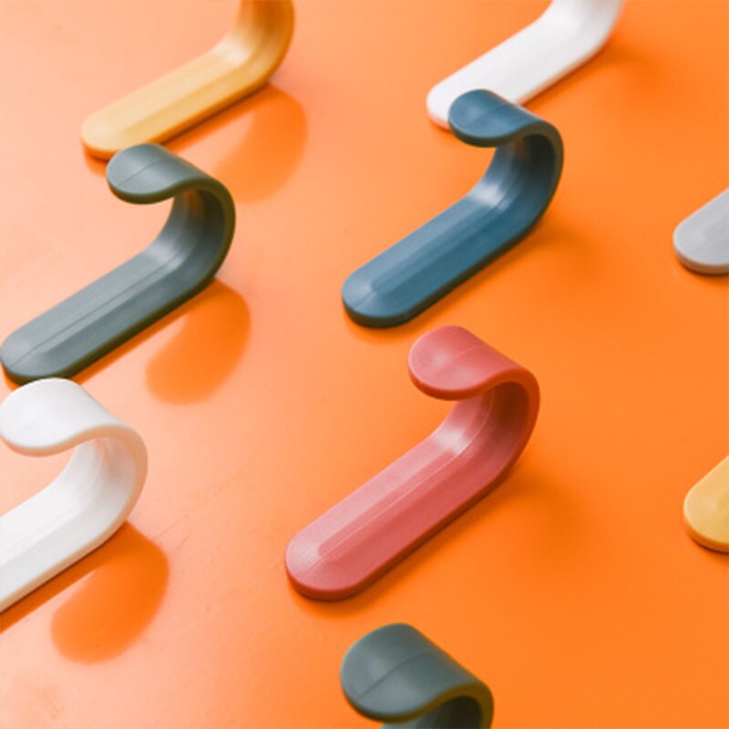 4pcs/set Towel Hooks Plastic Door Hangers Self Adhesive Wall Hangers Hat Racks Keys Hanger Home Decor Organizer Storage