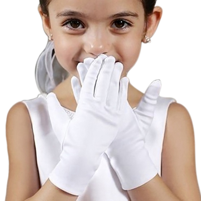 1 paire de gants blancs pour enfants, nouvelle , pour garçons et filles, robe de danse blanche, gants d'étiquette, gants élastiques en Spandex pour spectacle sur scène