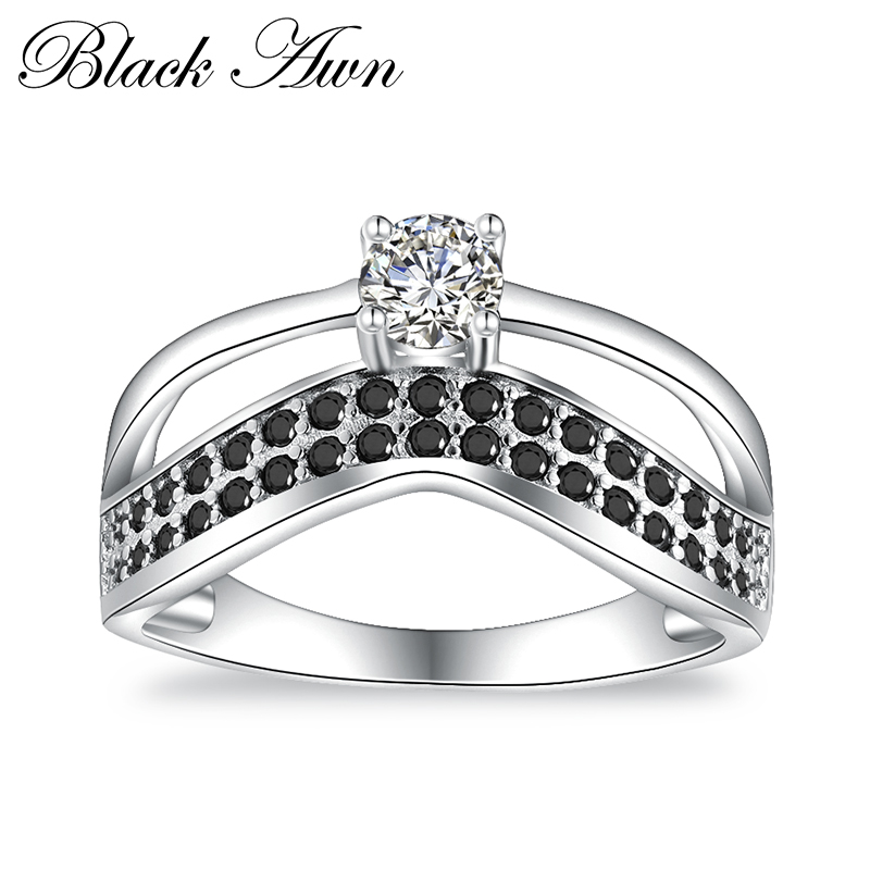 BLACK AWN 2024 New Genuine 100% Sterling 925 gioielli in argento anelli di fidanzamento quadrati per regalo donna C384