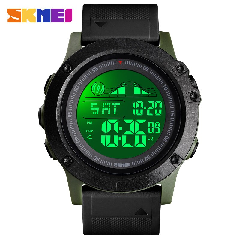 Skmei Digital Mannen Horloge Sport Horloge Waterdicht Lichtgevende Display Fitness Horloges Montre Homme Horloges Man Klok: Army Green