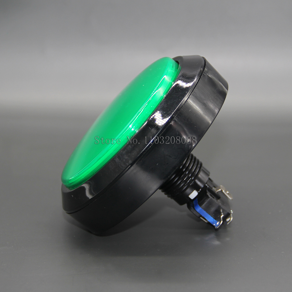 100mm große runde Druckknopf-LED mit Mikrosc Halfter für DIY-Arkade-Spiel automaten teile 5/12v groß Antwortgeber eben Schlüssel beleuchtet: Grün